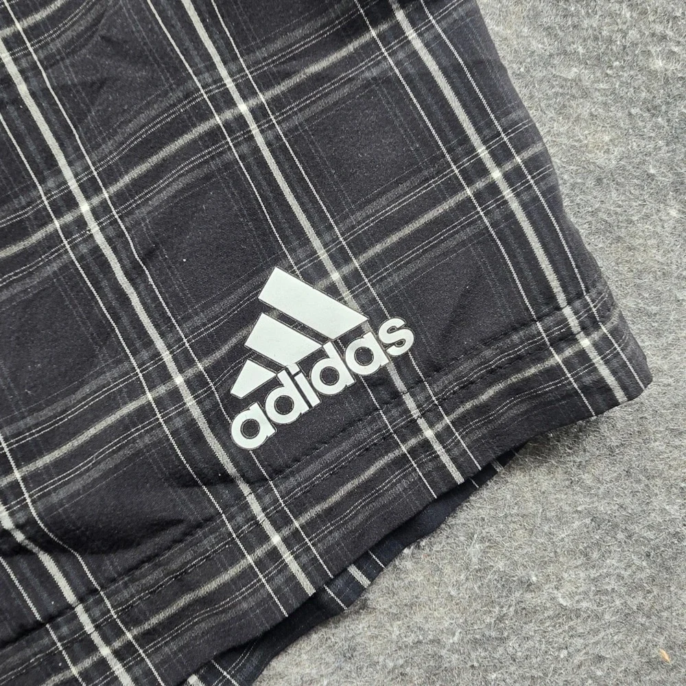 Adidas Plaid Athletic Performance Golf Shorts Men XL Black Climalite Train 10.5